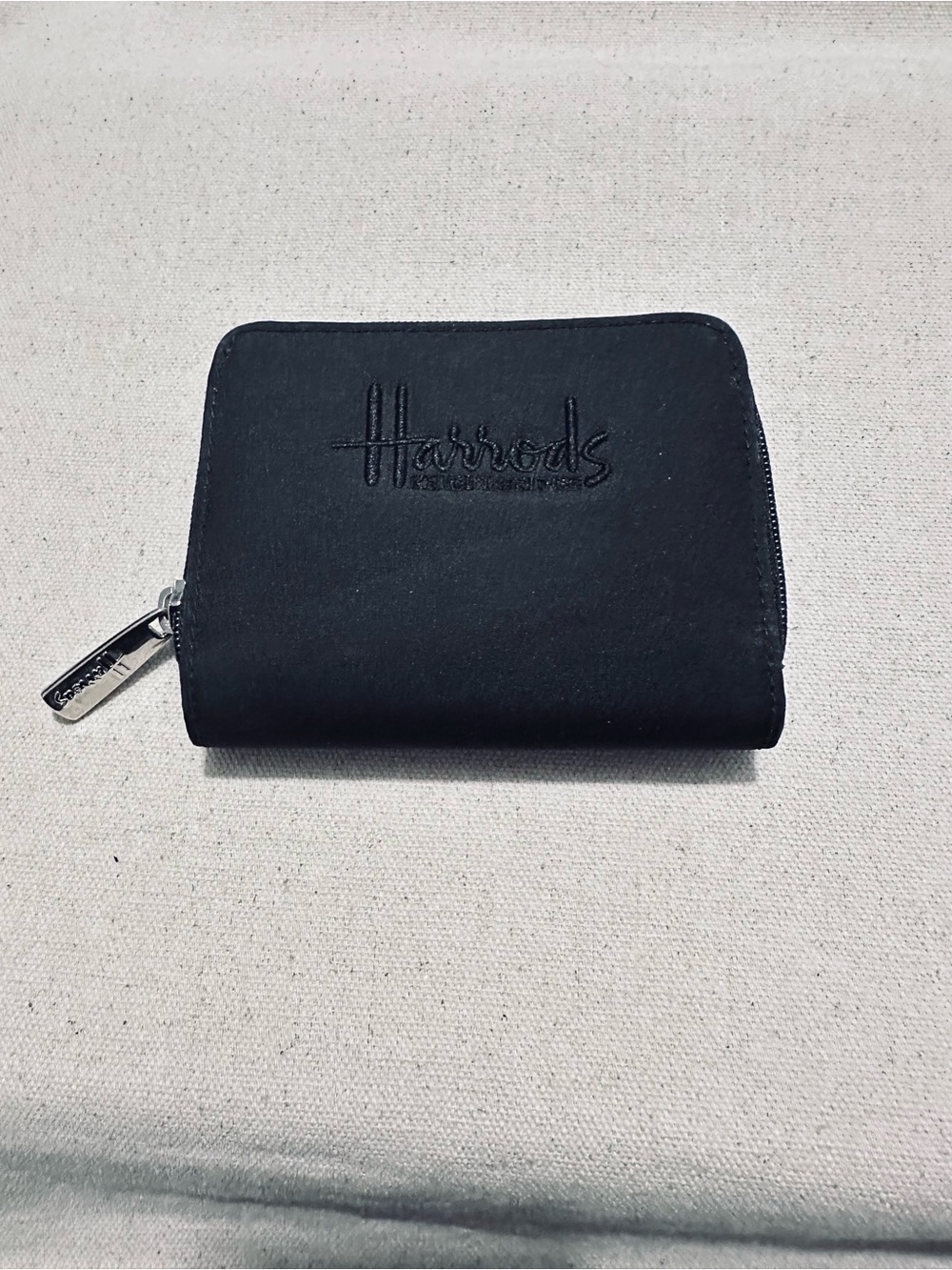 Harrods | Harrods Black Embroidered Zip Wallet